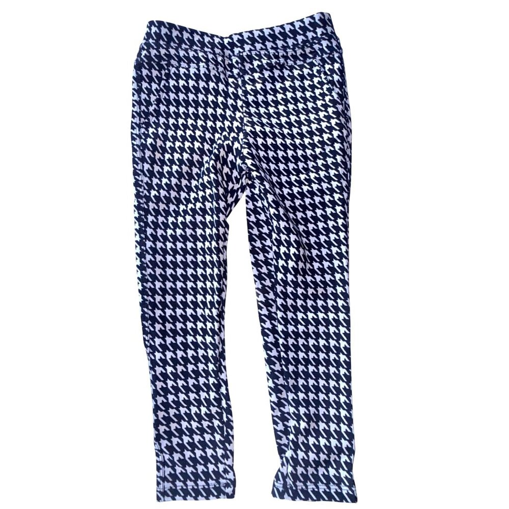 Always Kids Leggings L/XL Black & White Houndstooth Print Stretchy Polyester